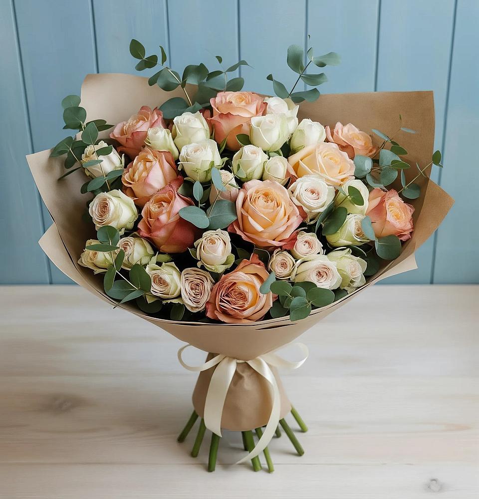 Букет цветов из: Альстромерии и Розы в Андреаполе